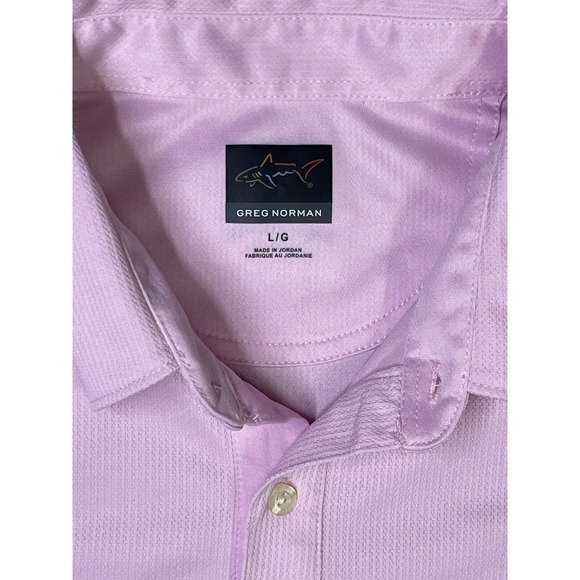 Greg Norman‎ Men's Play Dry Performance Golf Polo Shirt Pink with White Large - Picture 3 of 10
